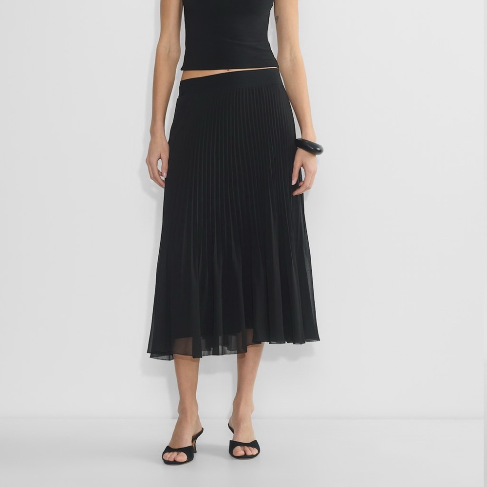 Wilfred Black Pleated A-Line Midi Skirt